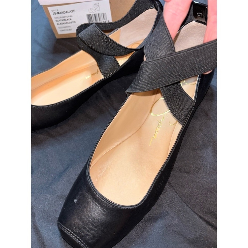 Jessica Simpson Ballet Flats Womens Size 10 Black Criss-Cross Elastic mandalaye - Picture 8 of 9